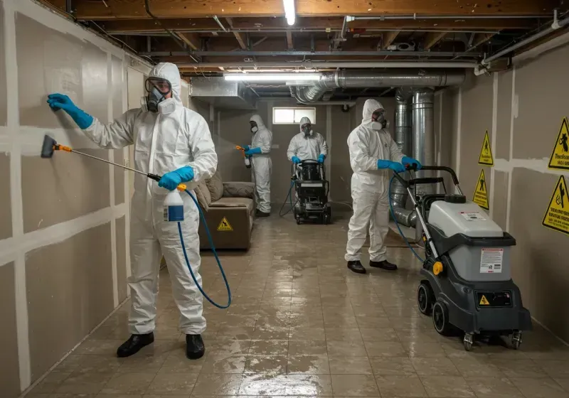 Basement Moisture Removal and Structural Drying process in Morris Heights, NY